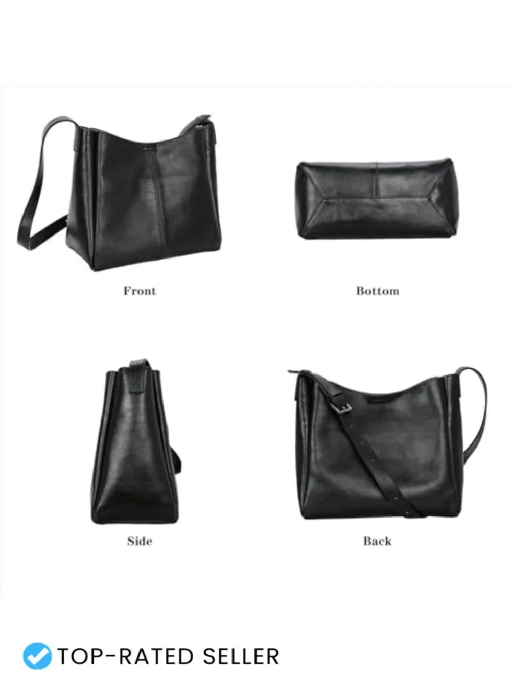 Genuine Leather Hobo Crossbody Purse with Adjustable Strap